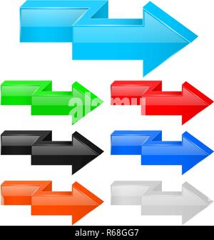 Blue arrow. 3d Next icon Stock Vector