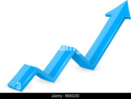 Blue arrow. 3d UP financial graph Stock Vector