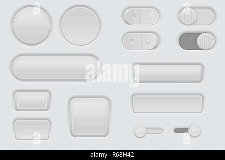 White web interface buttons set. 3d icons Stock Vector