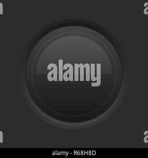 Black interface button. Round 3d icon Stock Vector