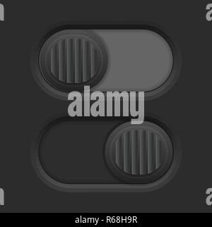 Black slider 3d push buttons Stock Vector