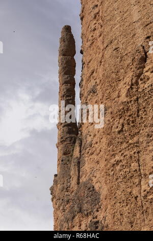 Conglomerate pinnacles and cliffs of the Mallos de Riglos, near Riglos, Aragon, Spain. Stock Photo