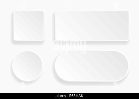 Web embossed 3d buttons. White blank 3d icons Stock Vector