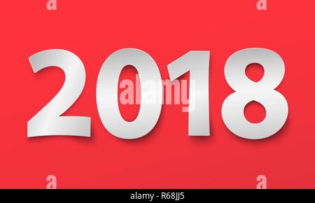 New Year 2018 background. Cut paper illustration Stock Vector