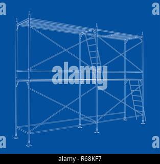 3D outline scaffold. Vector rendering of 3d Stock Vector