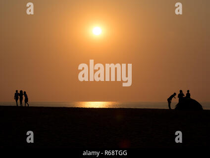 Sunset on the beach, Benguela Province, Lobito, Angola Stock Photo