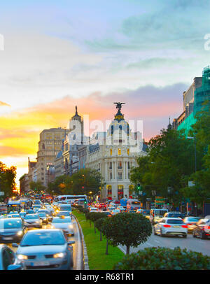 Madrid Downtown busy street, Spain Stock Photo