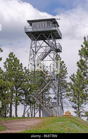 Fire Lookout Tower on a Mountain Top Stock Photo