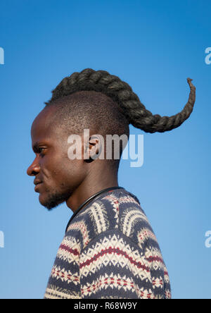 Himba tribe man with the traditional hairstyle, Cunene Province, Oncocua, Angola Stock Photo