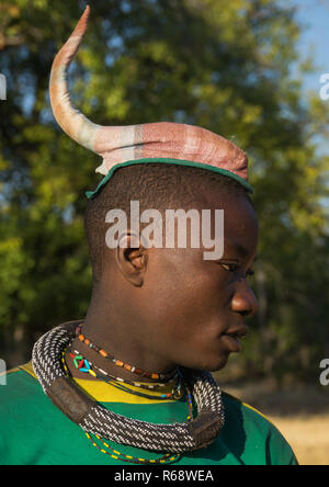 Himba tribe man with the traditional hairstyle, Cunene Province, Oncocua, Angola Stock Photo