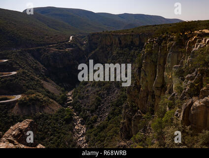 The winding road at serra da Leba overlooking the cliffs, Huila Province, Lubango, Angola Stock Photo