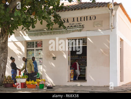 Grocery store in an old portuguese colonial building, Namibe Province, Namibe, Angola Stock Photo