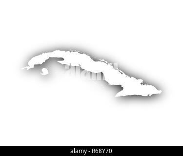 Map of Cuba with shadow Stock Photo - Alamy