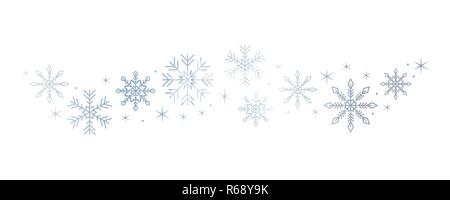 bright snowflakes and stars border isolated on white background vector illustration EPS10 Stock Vector