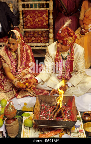 Indian wedding fire ceremony, India, Asia Stock Photo