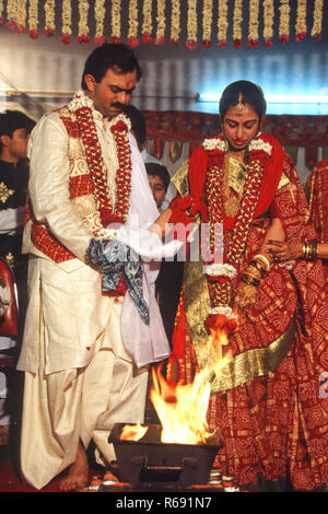 Indian wedding fire ceremony, India, Asia Stock Photo