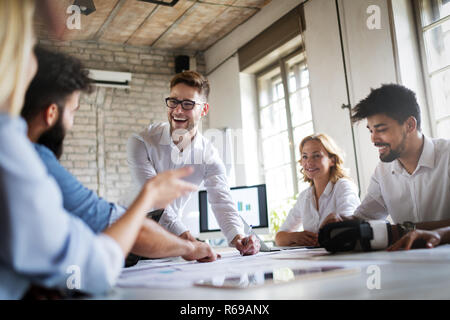 Creative business people working on business project in office Stock Photo