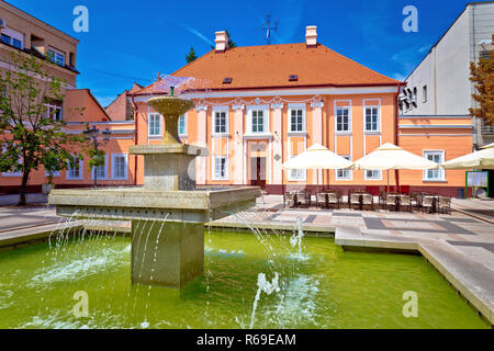 Novi Sad square and green fountain view, Vojvodina region of Serbia Stock Photo