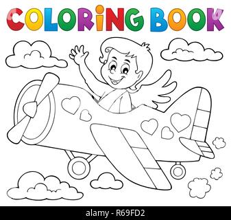 Coloring book Cupid topic 5 Stock Photo