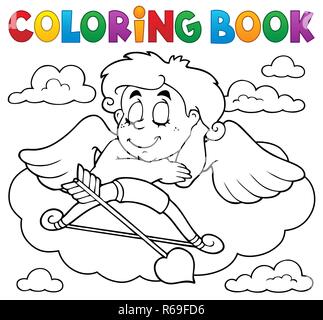 Coloring book Cupid topic 7 Stock Photo