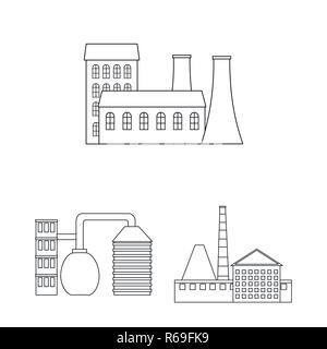 Factory and facilities outline icons in set collection for design ...
