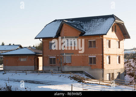 House As A Shell In Winter Stock Photo