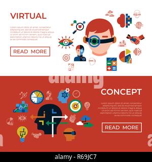 Digital vector augmented analytics and innovation technology icons set infographics Stock Vector