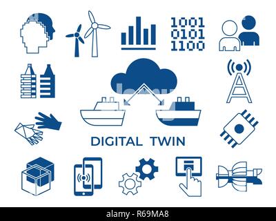 Digital vector digital tween assistant technology icons set infographics Stock Vector