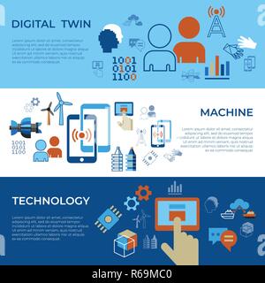 Digital vector digital tween assistant technology icons set infographics Stock Vector