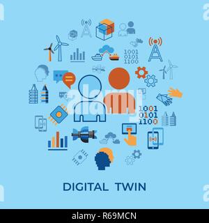 Digital vector digital tween assistant technology icons set infographics Stock Vector