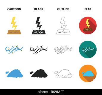Humidity, icicles, thunderbolt, windy weather. Weather set collection icons in cartoon,black,outline,flat style vector symbol stock illustration . Stock Vector