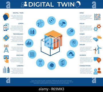 Digital vector digital tween assistant technology icons set infographics Stock Vector