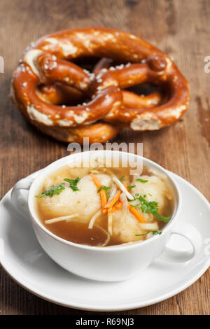 Bavarian Semolina Dumpling Broth Stock Photo