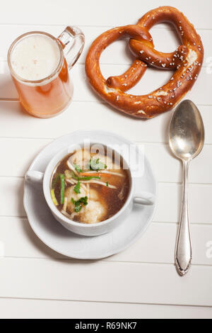 Bavarian Semolina Dumpling Broth Soup Stock Photo