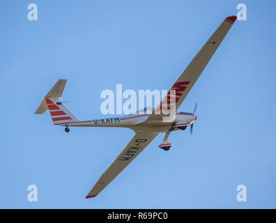 Aerial view, motor glider Dimona H36, touring motor glider, sports aircraft, small aircraft, North Rhine-Westphalia, Germany Stock Photo