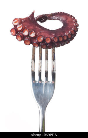 Squid On Fork Stock Photo