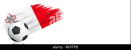 Painted brush stroke in the flag of malta. Soccer banner with classic design isolated on white background with place for your text.. Stock Photo