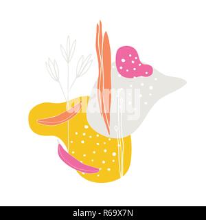 Stylish hand drawn abstract elements Simple line art Doodle flowers and plants Unique stylish design Stock Vector