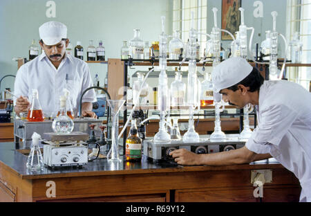 man working in laboratory, India, Asia Stock Photo