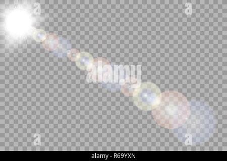 Vector transparent sunlight special lens flare light effect. Sun isolated on transparent background Stock Vector