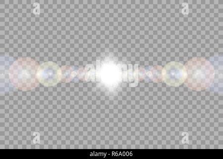 Vector transparent sunlight special lens flare light effect. Sun isolated on transparent background Stock Vector