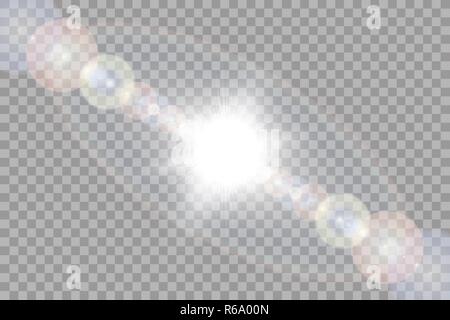 Vector transparent sunlight special lens flare light effect. Sun isolated on transparent background Stock Vector
