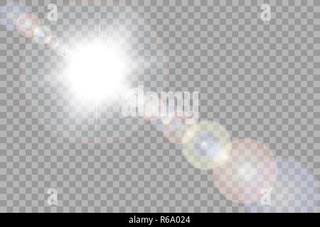 Vector transparent sunlight special lens flare light effect. Sun isolated on transparent background Stock Vector
