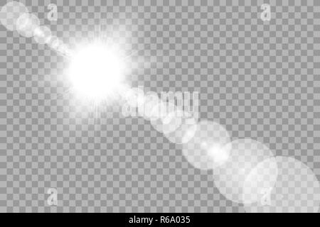Vector transparent sunlight special lens flare light effect. Sun isolated on transparent background Stock Vector