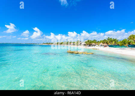 Riviera Maya - paradise beach Akumal at Cancun, Quintana Roo, Mexico - Caribbean coast - tropical destination for vacation Stock Photo