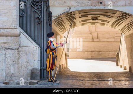 Pontifical Swiss Guard at St. Peter's Basilica, Vatican City, Rome, Italy Stock Photo