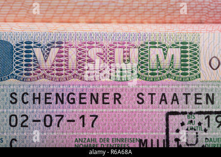 Visum Text On Passport Stock Photo