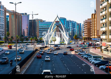 Dubai, United Arab Emirates - November 30, 2018: Deira clock tower roundabout, an old Dubai landmark built in 1965 Stock Photo