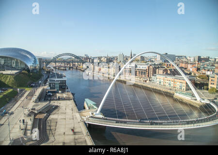 A view of the bridges spanning the Tyne in Newcastle in England Stock Photo