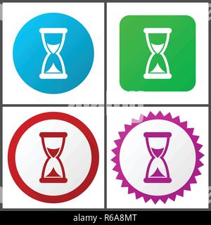 Time red, blue, green and pink vector icon set. Web icons. Flat design signs and symbols easy to edit Stock Vector